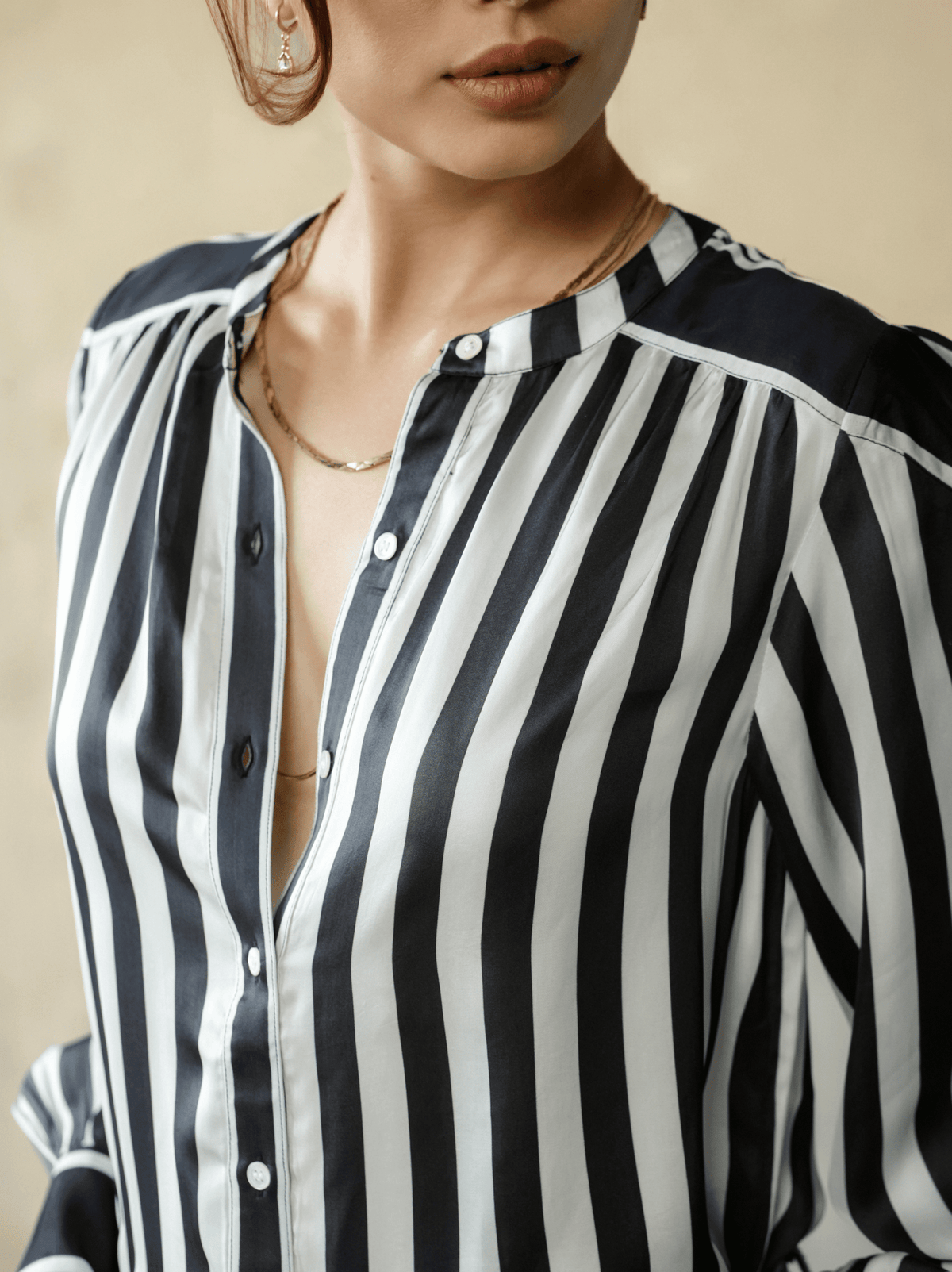 Edie Blouse - Black White Stripe - Blouse - Marie Louise de Monterey