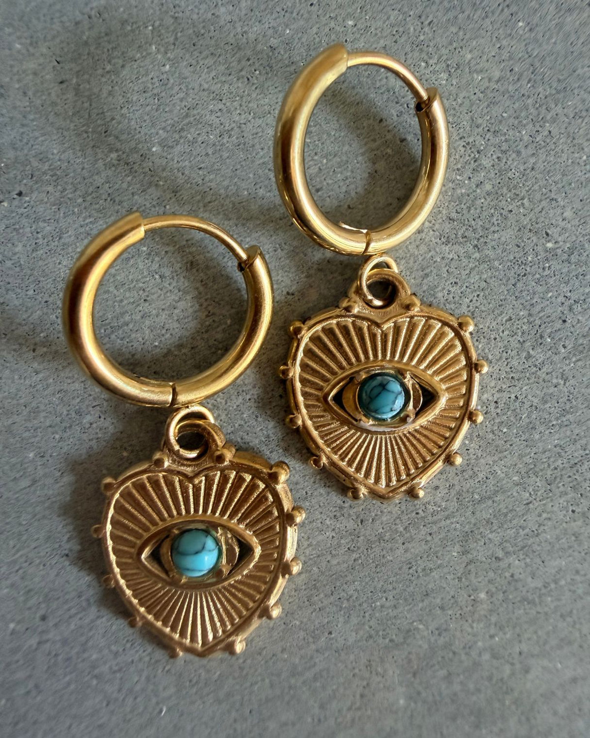 Aqua Heart Drop Earrings