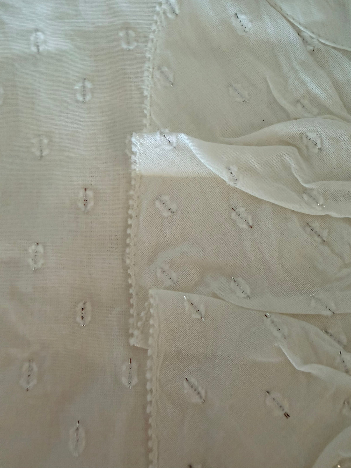 Minelli blouse cotton - chalk & silver lurex dot