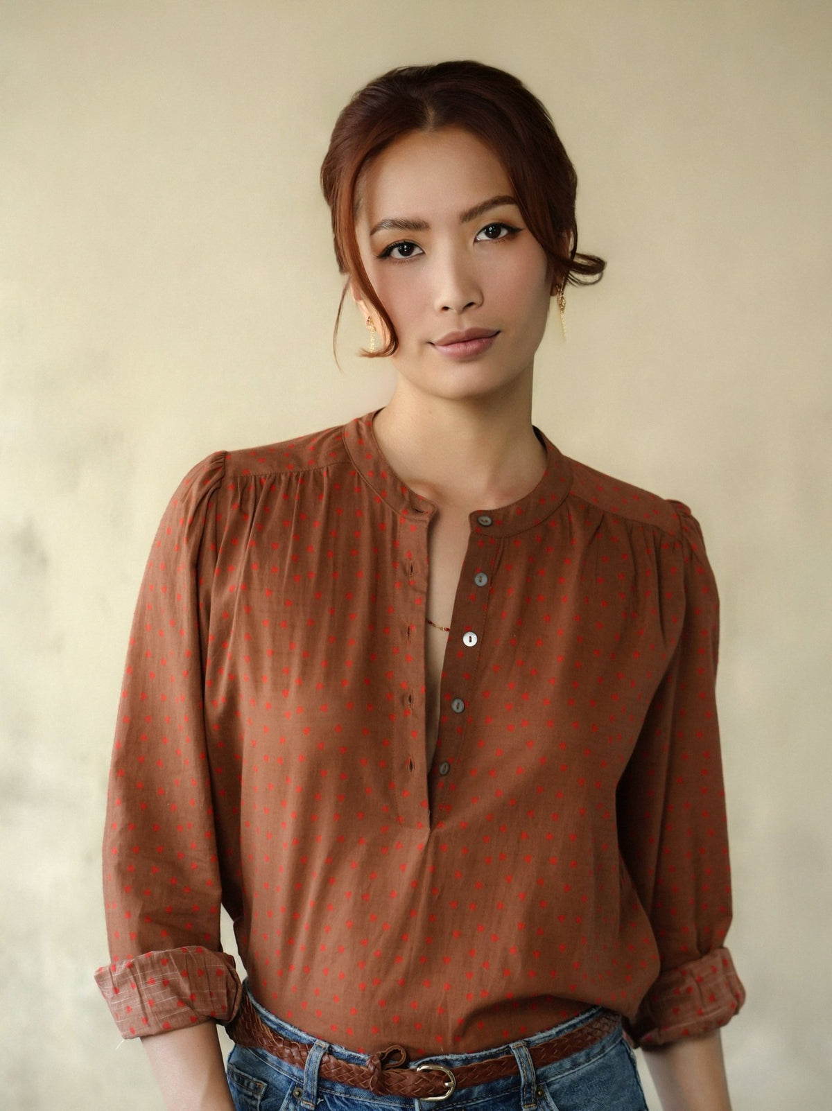Heart Blouse Chocolate/ Red - Marie Louise de Monterey