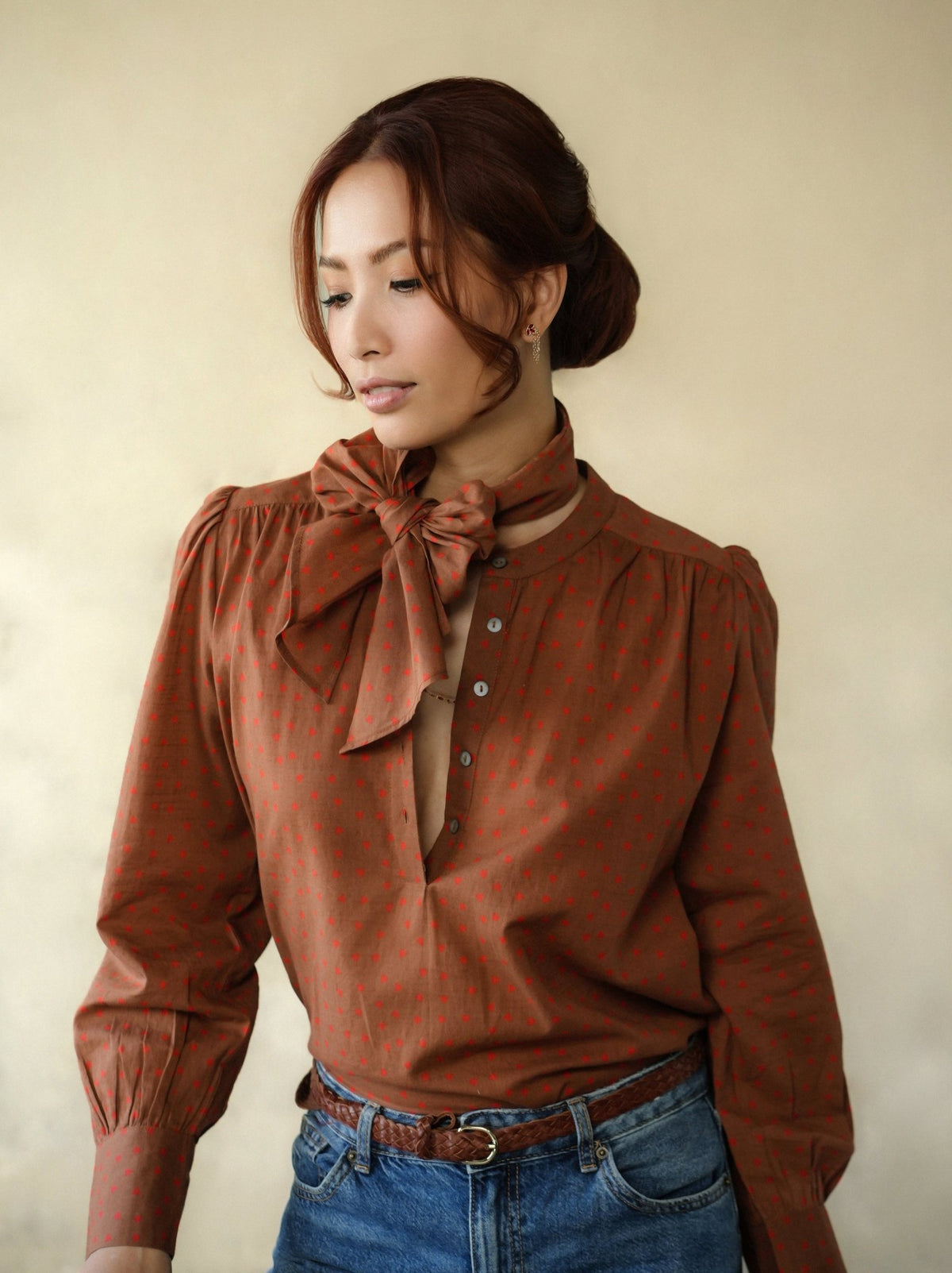 Heart Blouse Chocolate/ Red - Marie Louise de Monterey
