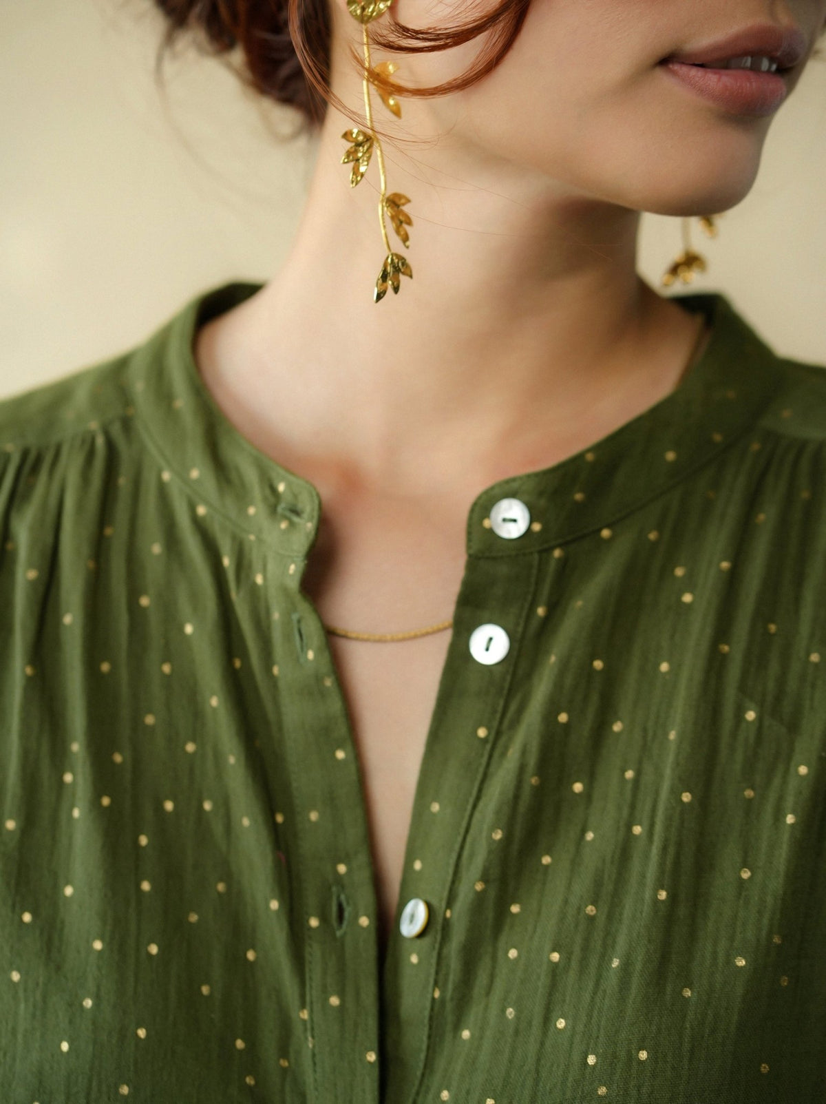 Ines Gold Dots Khaki - Marie Louise de Monterey