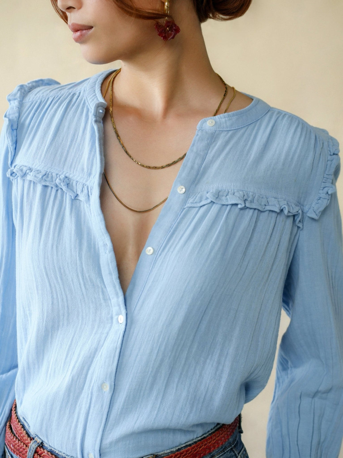 Isabella Blouse - Blue - Blouse - Marie Louise de Monterey