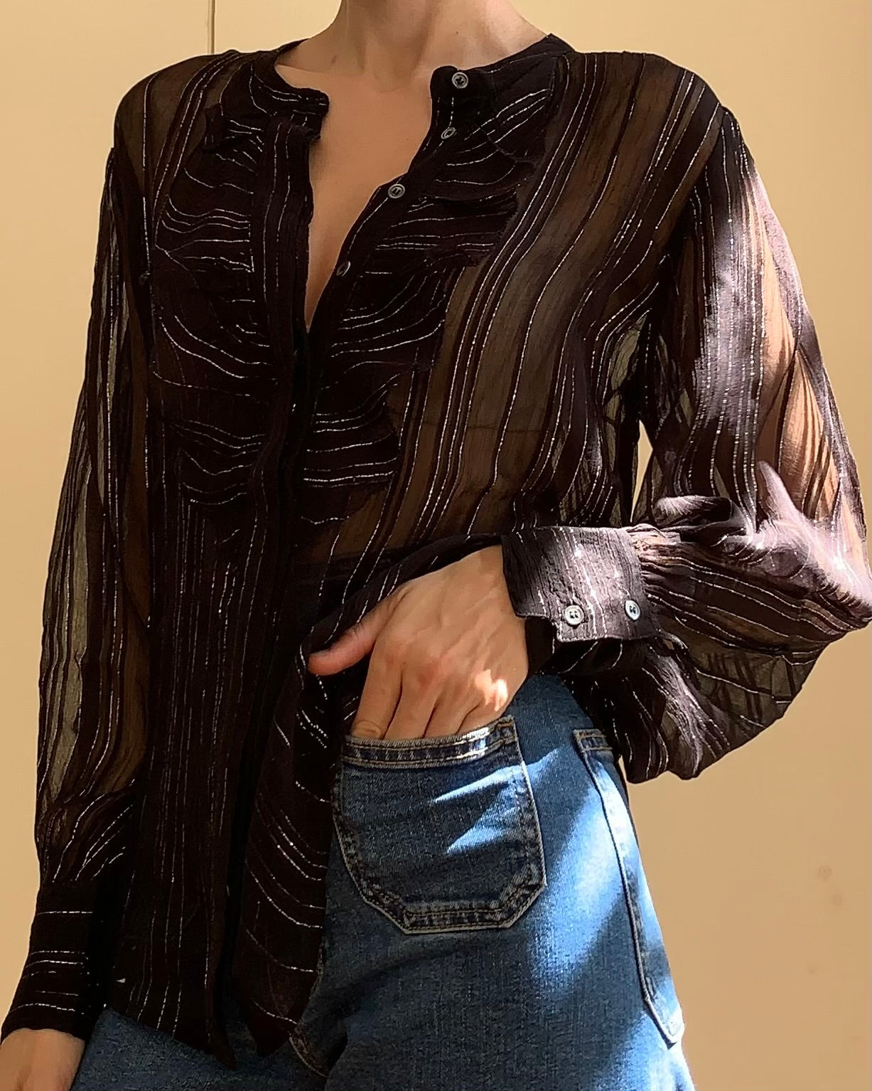Minelli Blouse Black & Silver