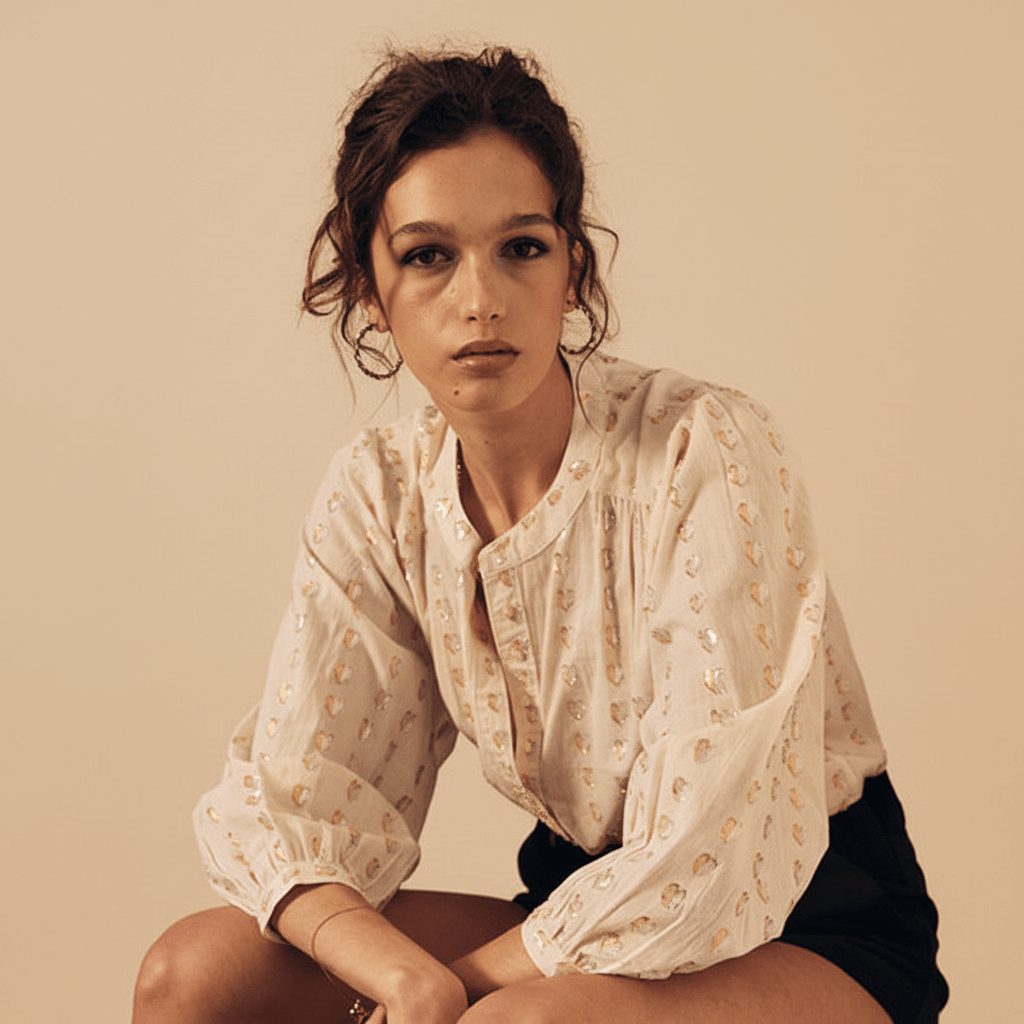 Ines love heart blouse - silver/gold hearts - Blouse - Marie Louise de Monterey