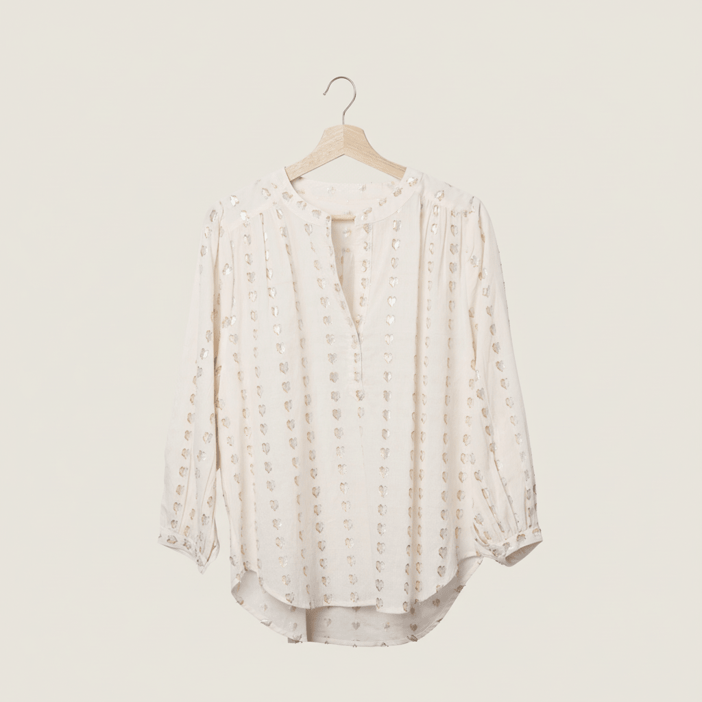Ines love heart blouse - silver/gold hearts - Blouse - Marie Louise de Monterey