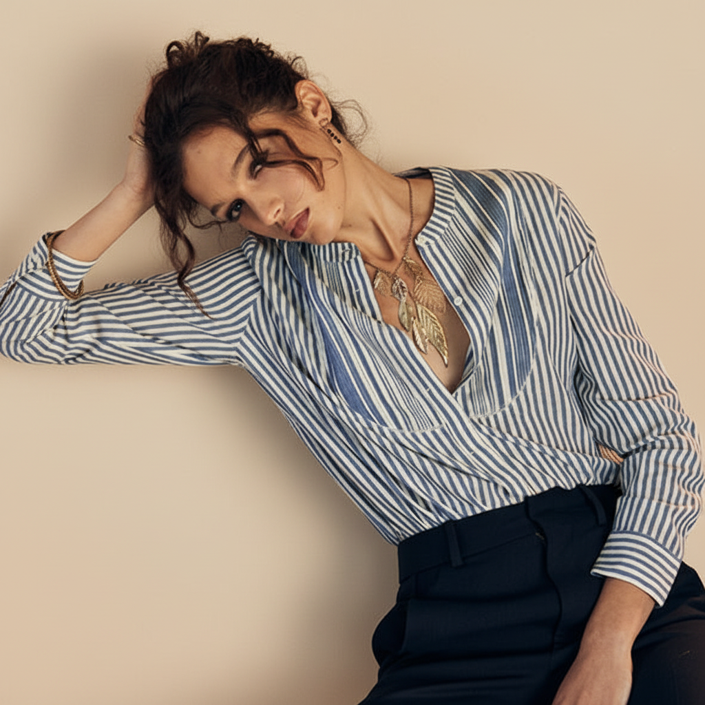 Pia Blouse Blue Stripe - Edited 1