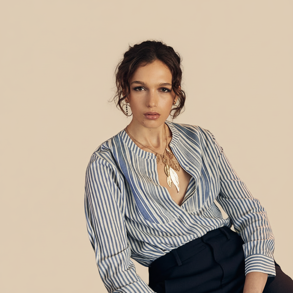 Pia Blouse Blue Stripe - Edited 2
