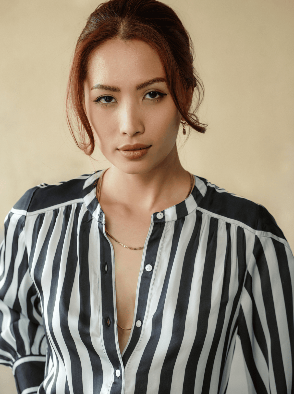 Edie Blouse - Black White Stripe