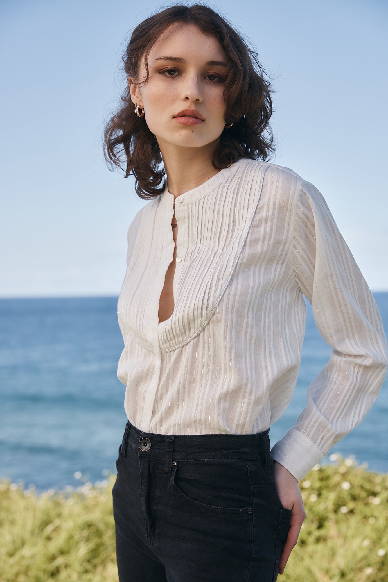 Pia blouse silver chalk