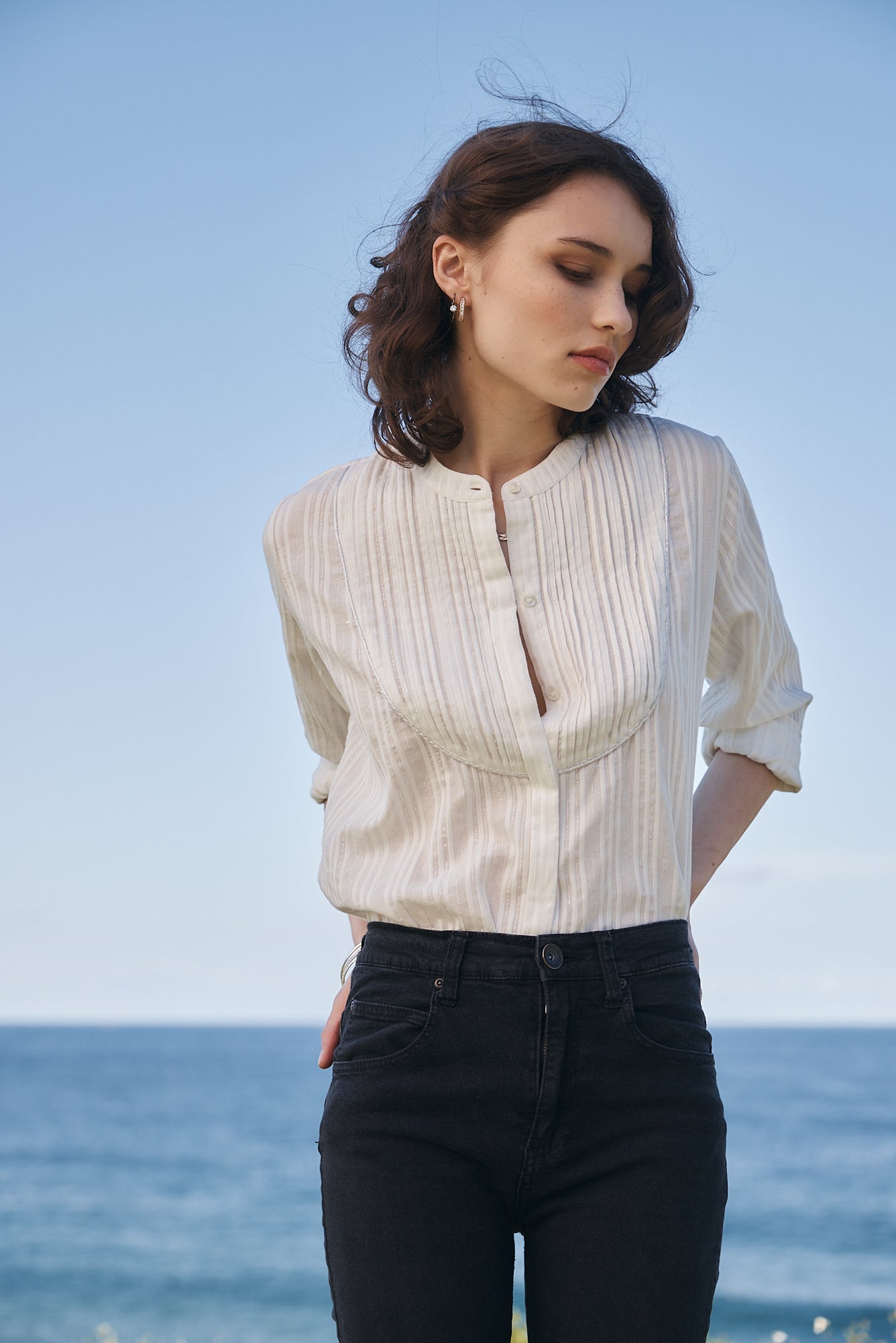 Pia blouse silver chalk