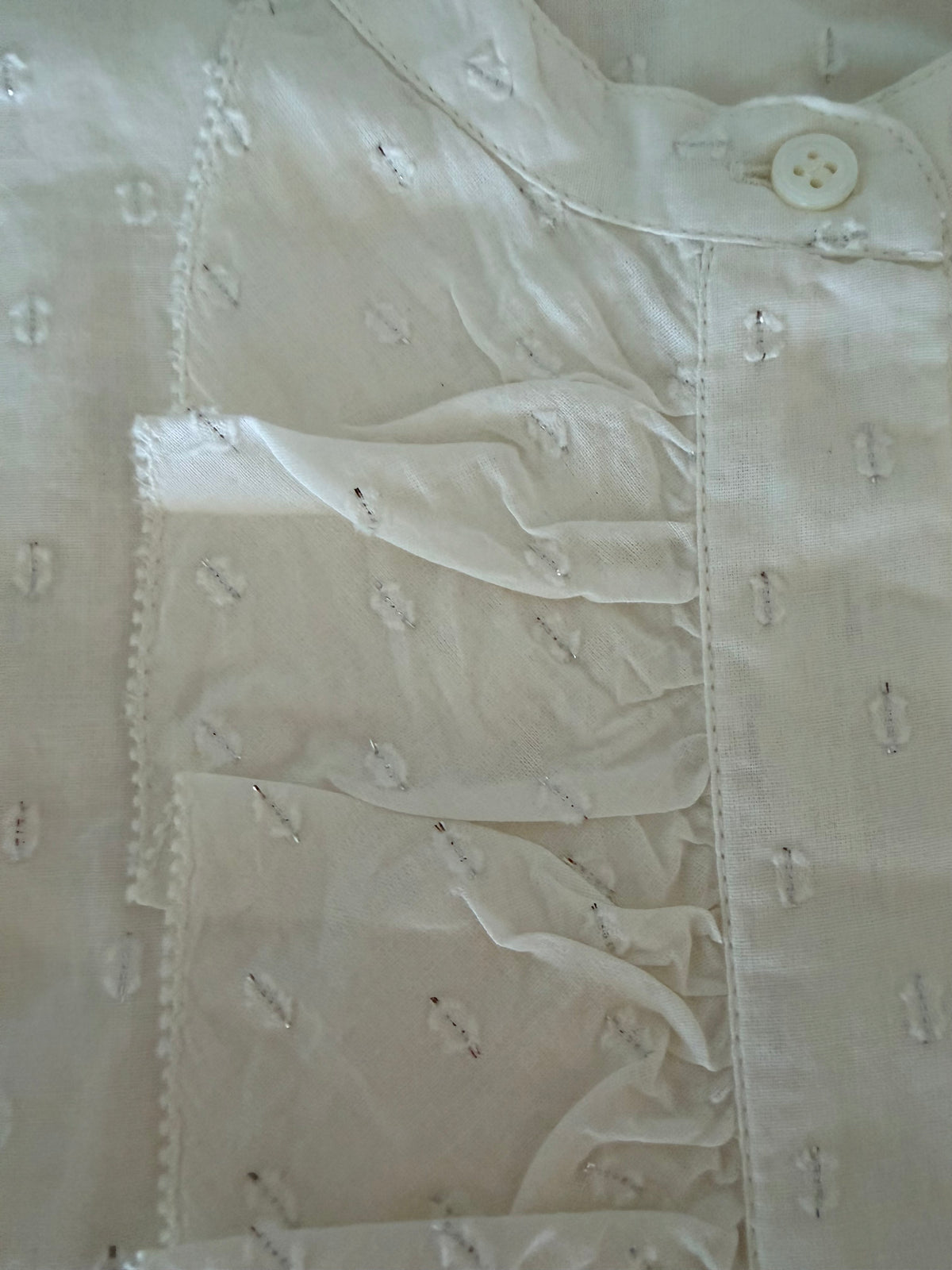 Minelli blouse cotton - chalk & silver lurex dot