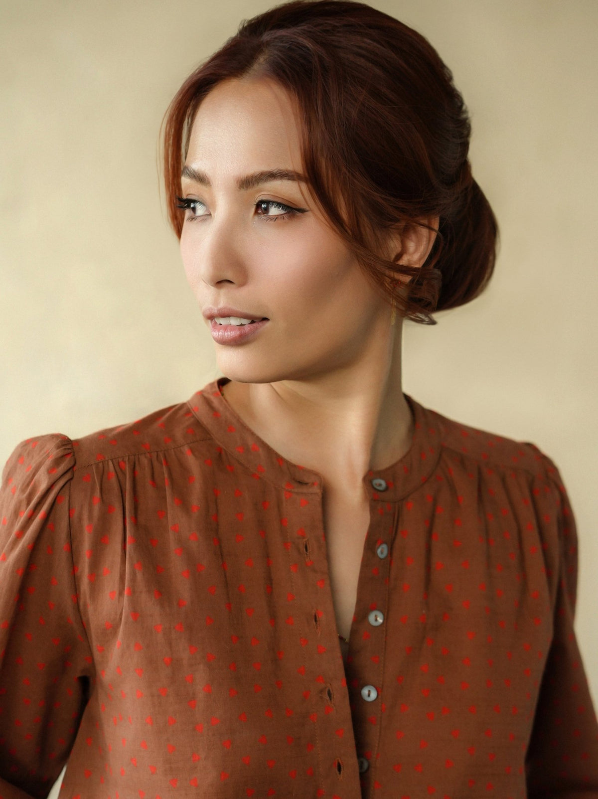 Heart Blouse Chocolate/ Red - Marie Louise de Monterey