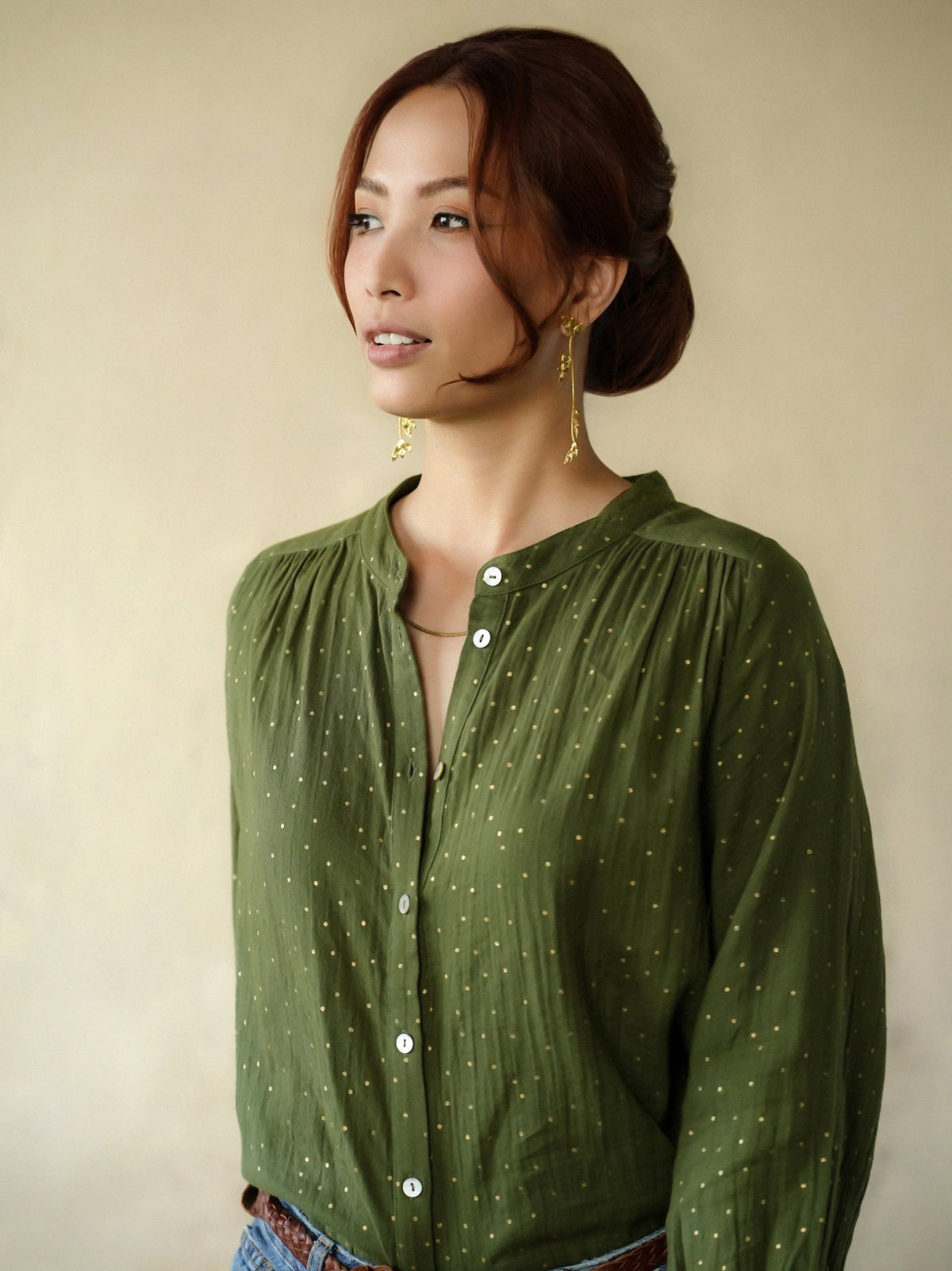 Ines Gold Dots Khaki - Marie Louise de Monterey