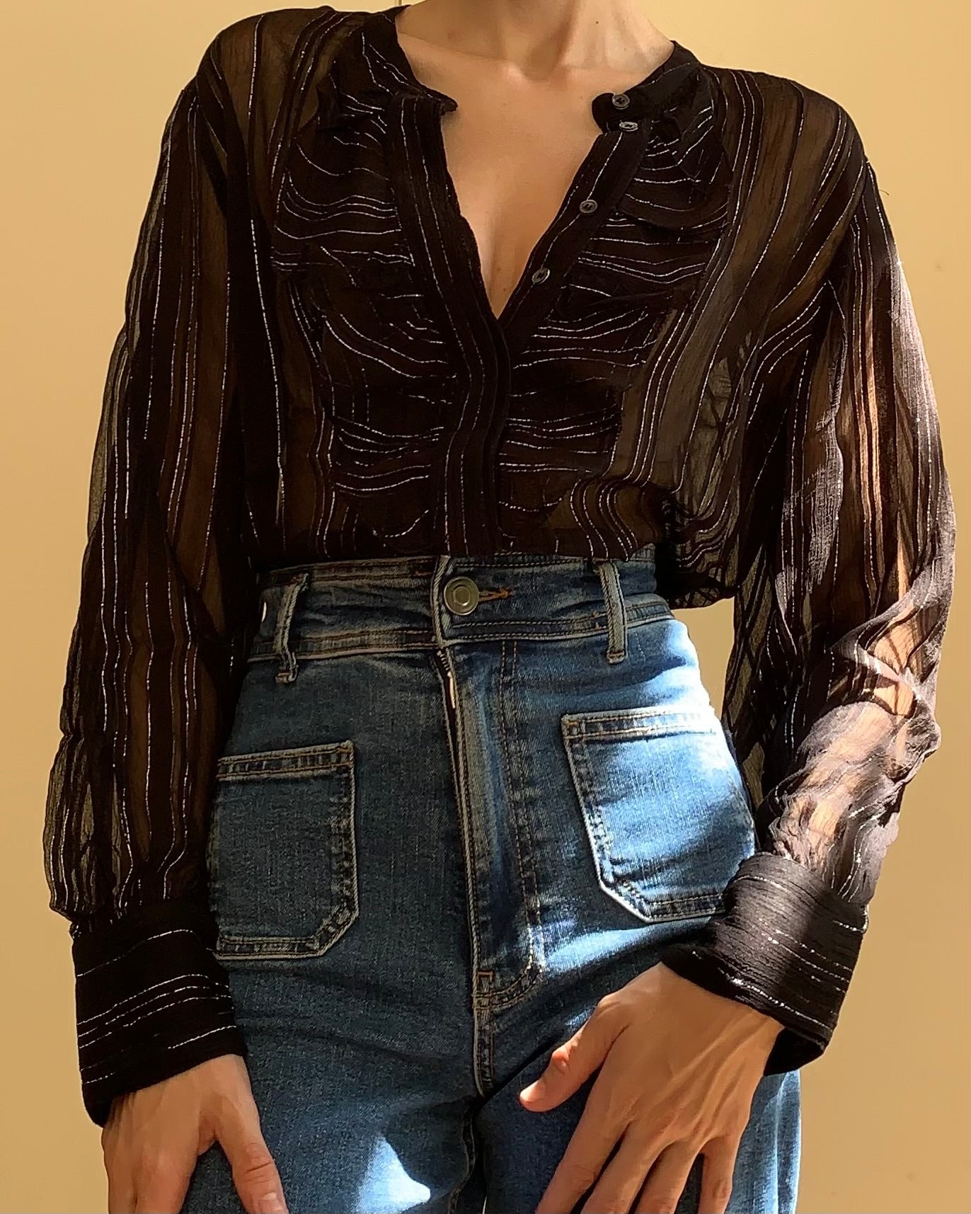 Minelli Blouse Black & Silver