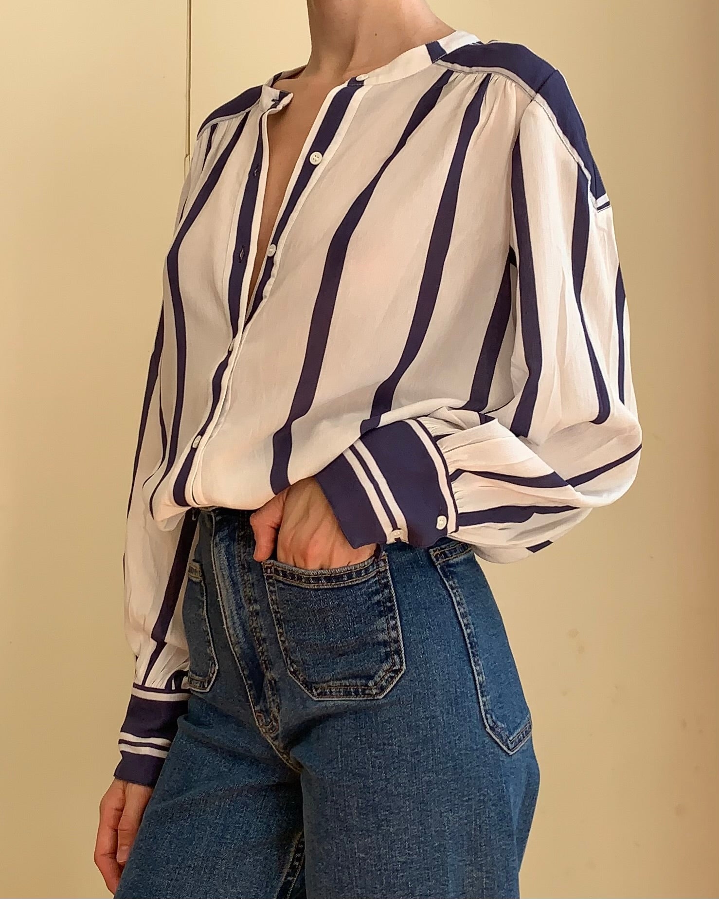 Edie Blouse blue/ white stripe