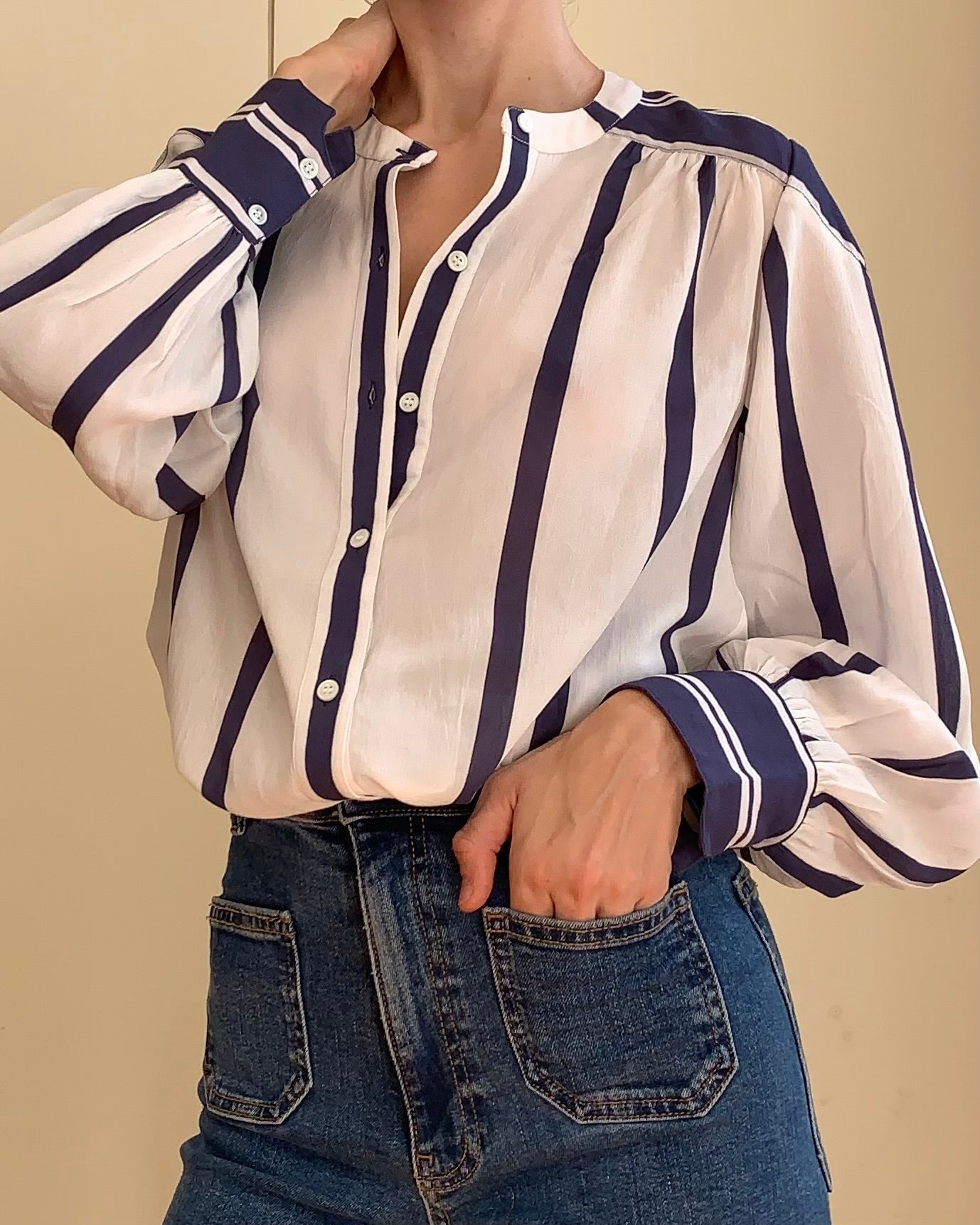 Edie Blouse blue/ white stripe