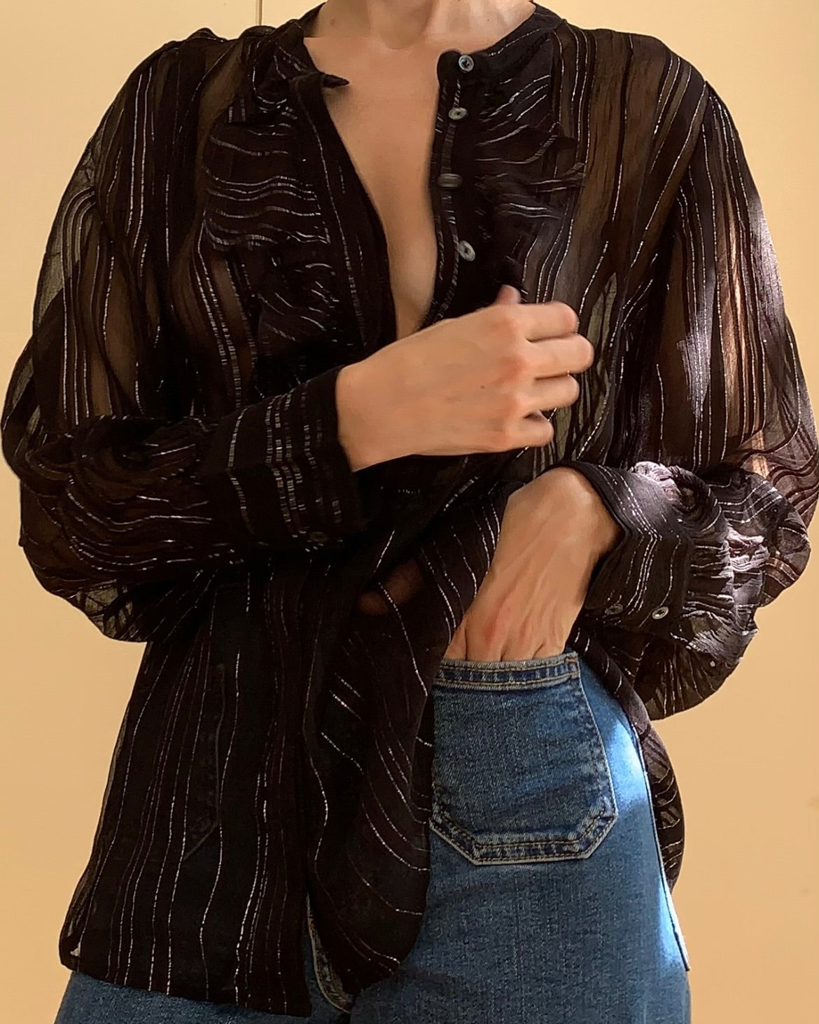 Minelli Blouse Black & Silver