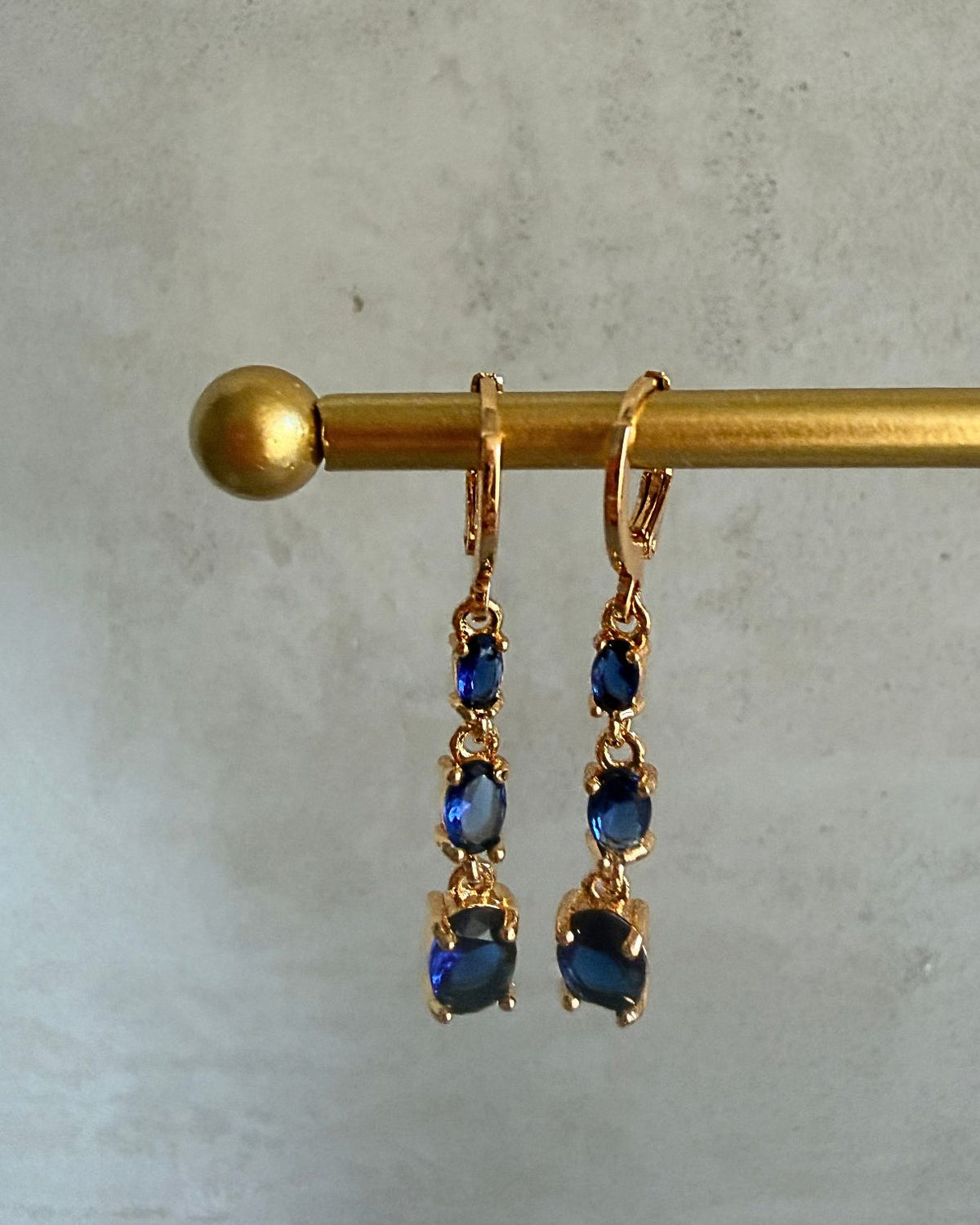 Navy Oval Drop Earrings