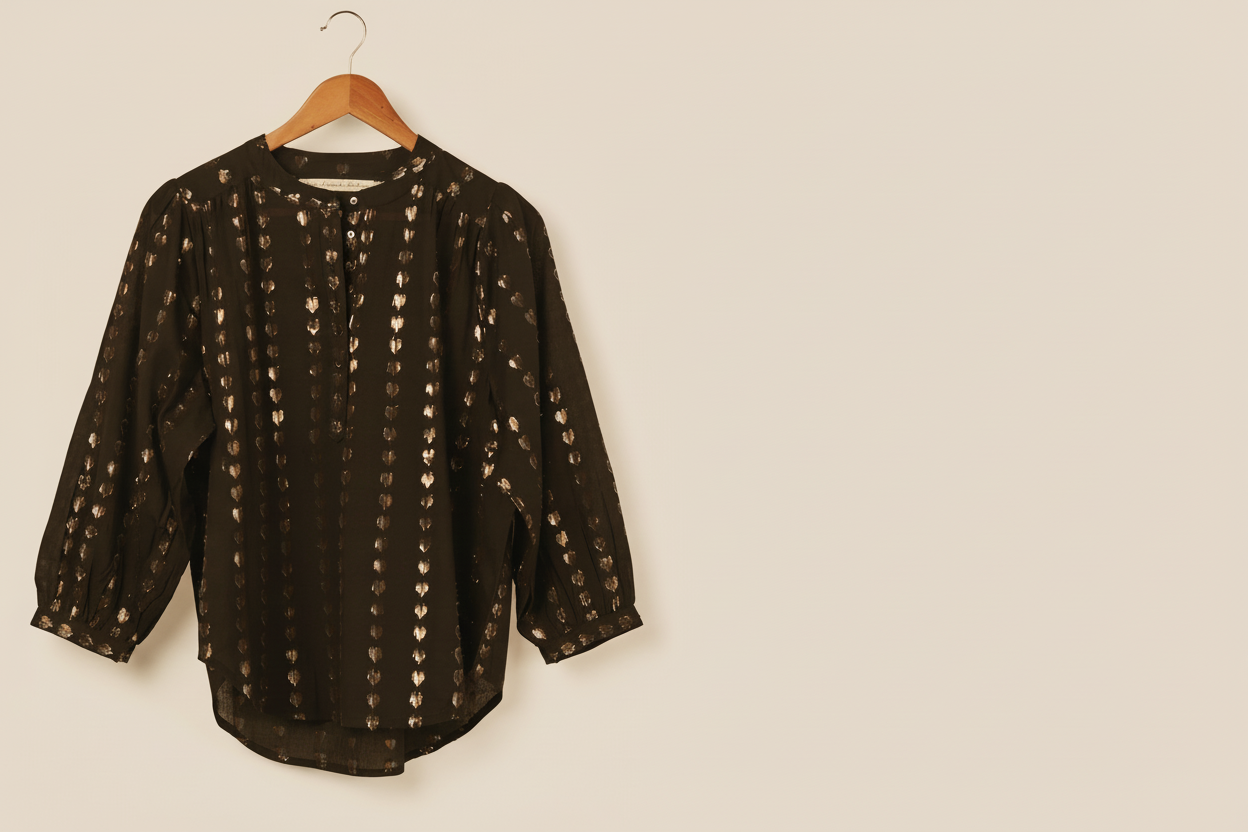 Ines love heart blouse black/silver gold - image 2 enhanced