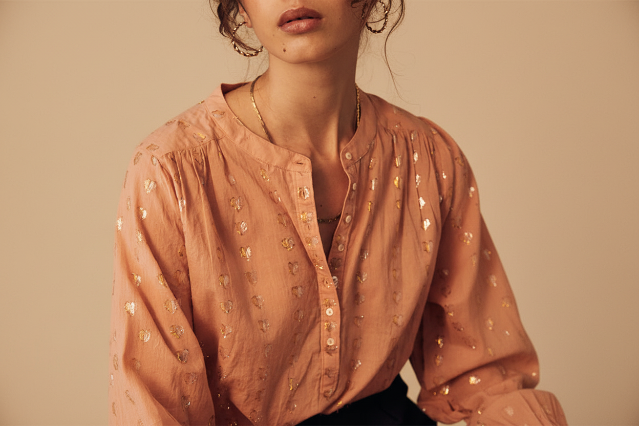 Ines love heart blouse image 3 - light beige background