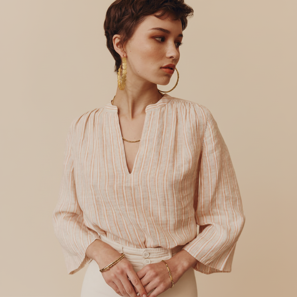 Yuni Blouse Apricot Stripe - Edited 1