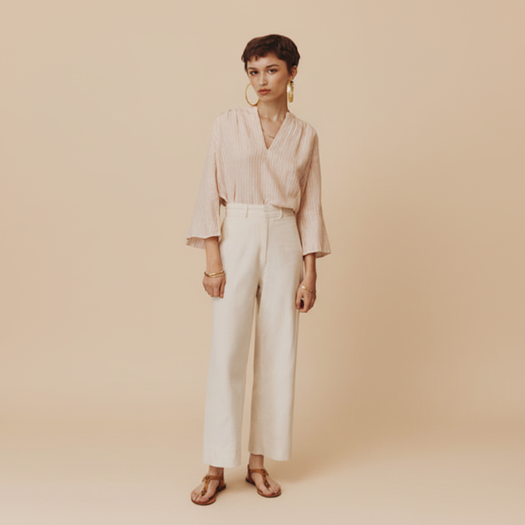 Yuni Blouse Apricot Stripe - Edited 2